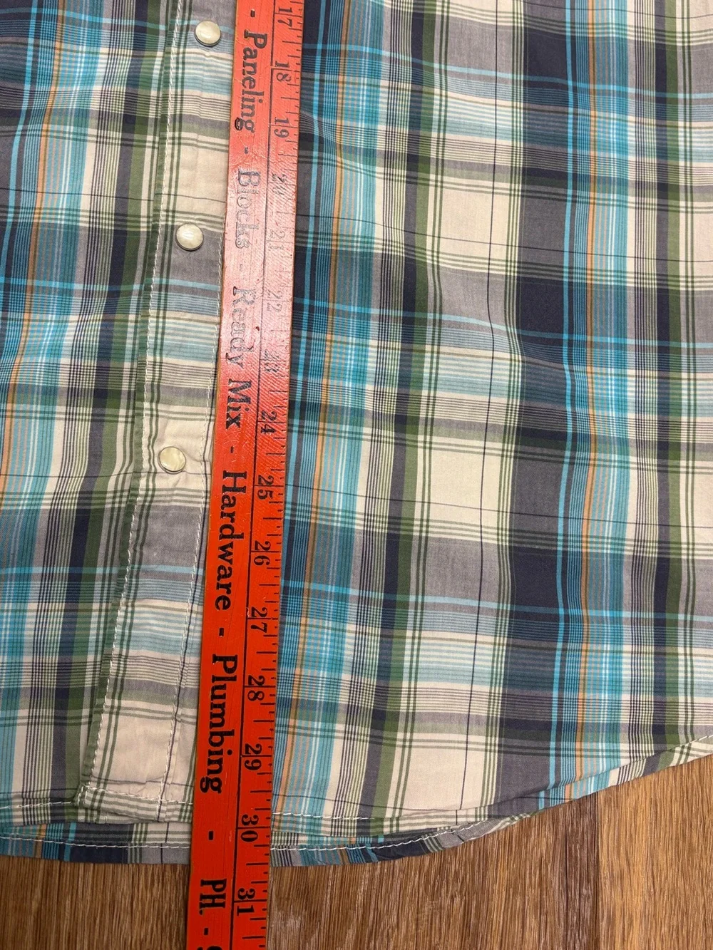 True Religion Men's Short-Sleeve Plaid Button-Down Shirt - Teal/Gray/White
